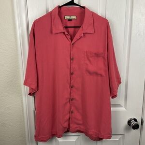 Tommy Bahama Men’s 100% Silk Herringbone Weave Button Up Shirt Size XL Pre-Owned